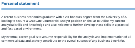 Graduate personal statement cv examples