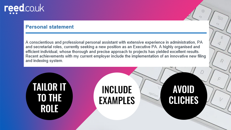 personal statement template cv