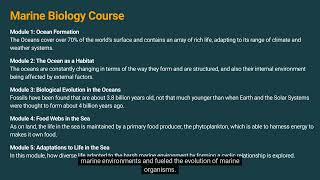 Marine Biology Course Overview