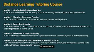 Distance Learning Tutoring Course Overview